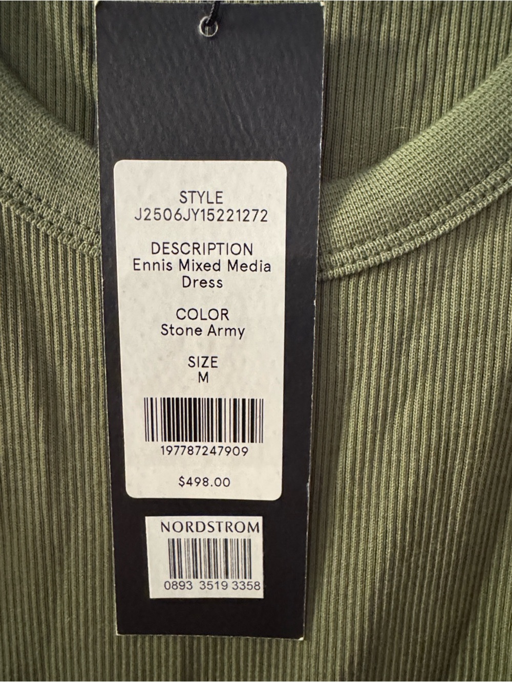 Veronica Beard Ennis Mixed Media Olive Tank Midi Dress - Picture 3 of 7